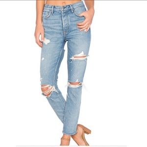 GRLFRND Light Blue High Rise Distressed Jeans